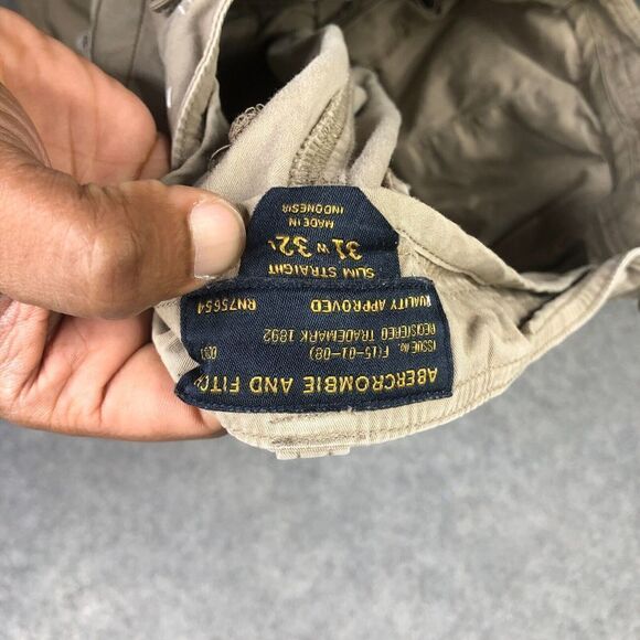 Abercrombie & Fitch Pants Mens 31x32 Beige Paratrooper Vintage Y2K Slim Straight - Picture 5 of 11